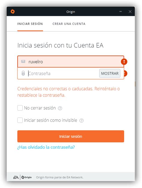 origin iniciar sesión.